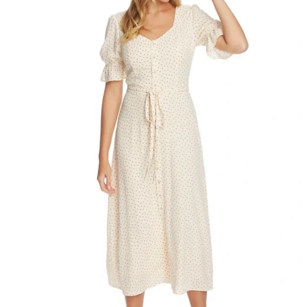 1. State Polka Dot Puff Sleeve Midi Dress